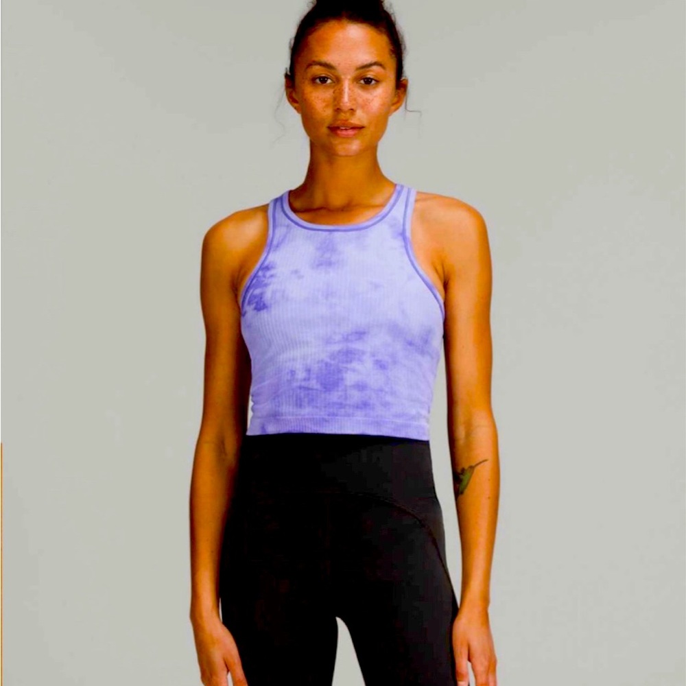 Lululemon Ebb to Street Cropped Racerback Tank Top
Marble Dye Charged Indigo